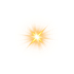 Gold Stadium Spotlight Sparkle with Glistering Flare, Bright Beam, and Glowing Effects on Transparent Background
