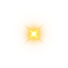 Gold Stadium Spotlight Sparkle with Glistering Flare, Bright Beam, and Glowing Effects on Transparent Background