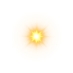 Gold Stadium Spotlight Sparkle with Glistering Flare, Bright Beam, and Glowing Effects on Transparent Background