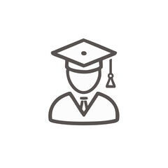 Graduation Cap Icon Person Silhouette with Tie and Tassel for Education and Achievement