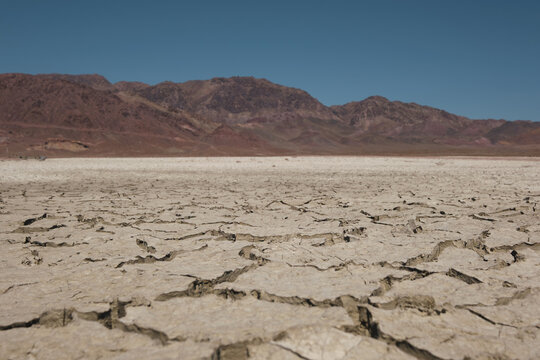 takyrs formed at the bottom of a dried up lake or river in a deserted mountainous area