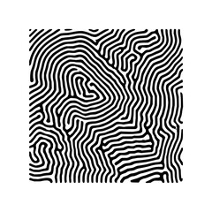Abstract fingerprint pattern with black lines on white background creating a unique design element art
