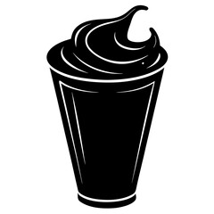 Black silhouette of a glass with whipped cream drink 1
