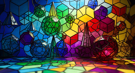 Abstract colorful stained glass mosaic