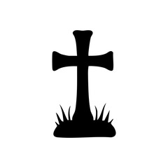 silhouette of a tombstone