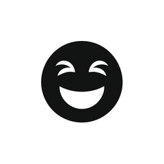 Laughing Emoji Symbol: Black Smiling Face Vector Illustration
