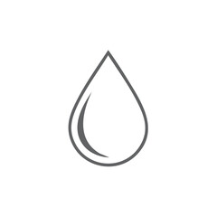 Water drop simple gray outline icon isolated on white background