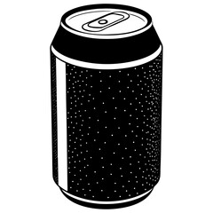 Black soda can with condensation droplets drink beverage
