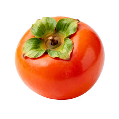 Ripe persimmon fruit with green leaf