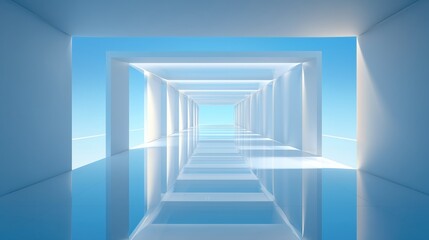 Obraz premium Contemporary Architectural Corridor with Reflected Lighting