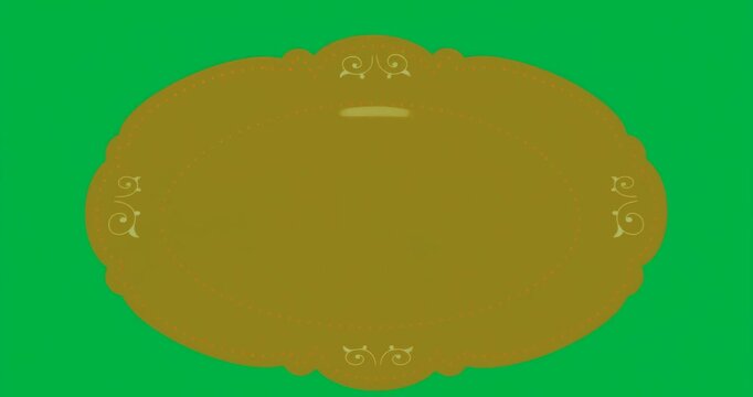 Designer arranging two dough rings on orange badge over clear mosaic background, showcasing bakery