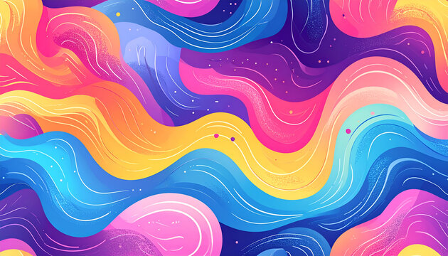 Vibrant colorful abstract wavy lines background illustration.