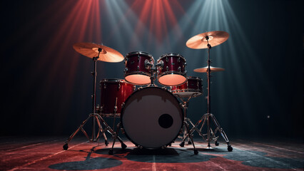 Fototapeta premium Captivating drumming experience under vibrant lights with an expressive atmosphere during a live performance