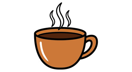 Obraz premium A steaming brown cup of coffee illustration against a white background