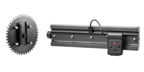 Circular Saw Blade and Linear Actuator with Remote Control industrial machinery isolated on a transparent background