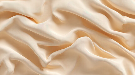 Obraz premium Soft, flowing fabric in light beige color creates elegant and minimalistic background. gentle waves and folds evoke sense of calm and sophistication