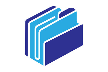 The folder is designed in an isometric style, using dark blue for the folder itself and light blue for the inner files, giving a clean and modern appearance.
