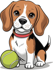 Cute cartoon a illustrator vector Beagle