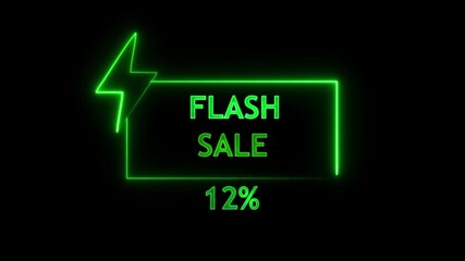 super sale, 12%, Neon sign reading 'FLASH SALE 12%'. Perfect for online marketing, sales black Friday sale, blue business concept special offer, super sale, symbol - Powered by Adobe
