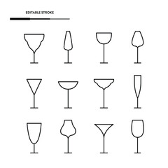 Wine Glasses Icon Set Vector Design.