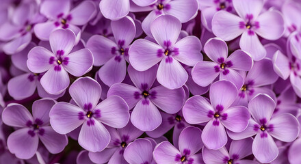 Lush close-up of purple lilac blossoms filling the frame, detailed spring floral texture macro