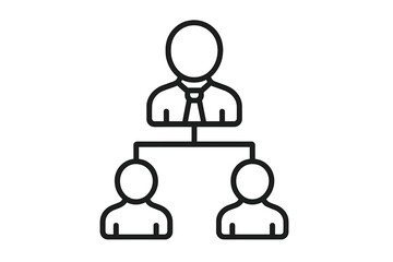 Organizational chart icon. Business management and corporate hierarchy structure. Leadership connection and team communication concept. Manager and employee subordination workflow.