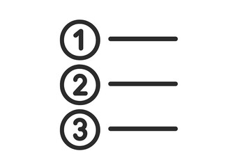 Numbered list icon. Step by step instructions concept. Sequence of options. Agenda points or checklist for planning. To do list symbol. Order and ranking infographic element.