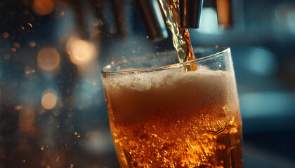 Super Slow Motion of Pouring Beer into Pint Glass, Camera Move. Filmed on High Speed Cinema Camera