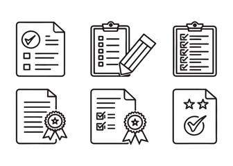 Vector Icon Set of Documents Clipboards and Pencils for Task Management and Business Processes Simplification Achieving Goals