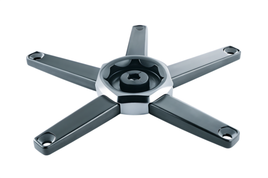 Five- Pointed Star Shaped Metal Base with Central Hexagonal Socket five arms isolated on a transparent background - Powered by Adobe