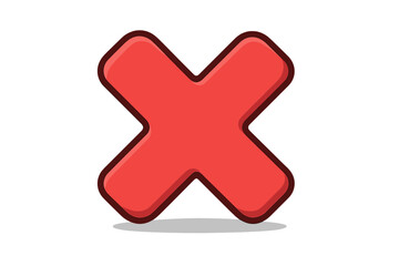 Obraz premium Red cross mark X icon. Wrong, no, and incorrect choice symbol. Concept of error, failure, decline, or cancellation. Negative result or vote. Stop, delete, close button.