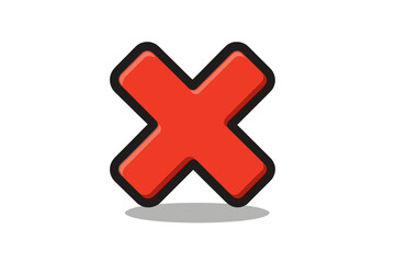 Obraz premium Red cross mark X icon. Wrong, no, and rejection symbol. Negative vote or incorrect choice. Simple flat design element for web. Error, delete, or cancel button.