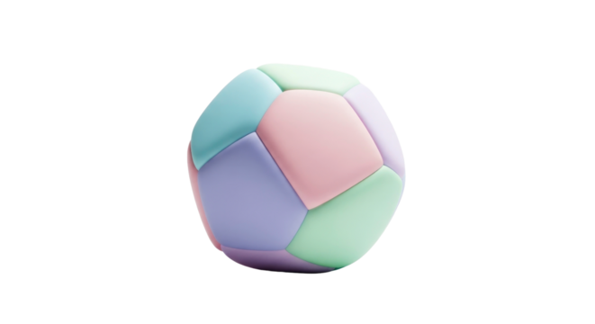 Soft pastel geometric sphere with colorful panels, a modern abstract 3D render isolated on black. - Powered by Adobe