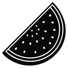 Vibrant flat design illustration of a juicy watermelon slice with seeds and rind
