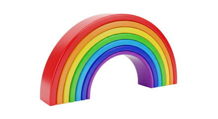 Fototapeta premium Vibrant 3D rendered rainbow arch with smooth, glossy colors, isolated on a black background, symbolizing hope and joy.