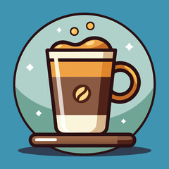 Charming coffee cup and cafe design with vibrant colors and classic typography for branding and menus