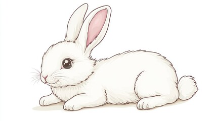 Cute white rabbit illustration