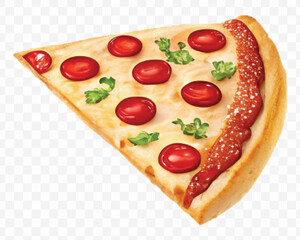 realistic 3d delicious fast food icons (fried chicken,  pizza slice , french fries ) set isolated on transparent background