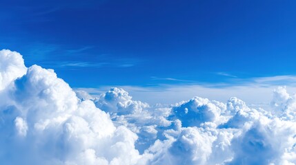 High-quality sky background with sculptural fluffy cloud, smooth blue gradient and crisp texture for wallpaper