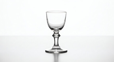 Obraz premium A clear glass with a stem on a white surface in a studio setting