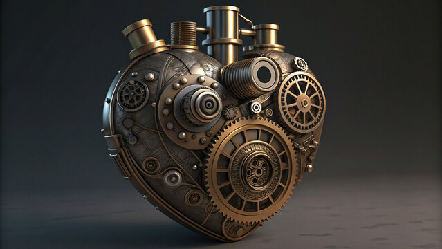 Steampunk Mechanical Heart with Gears
