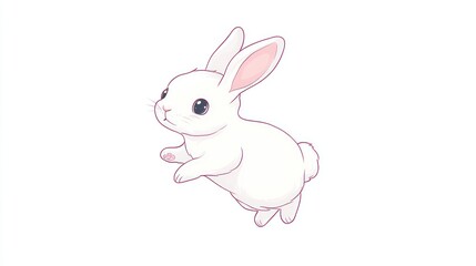 Obraz premium Cute white rabbit jumping