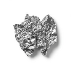 Crumpled aluminum foil piece on white background  