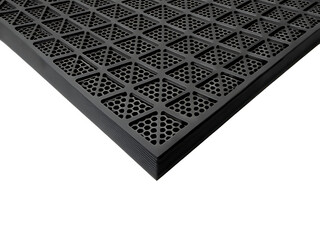 Industrial Mat With Square Grid And Circular Perforations abstract background isolated on a transparent background