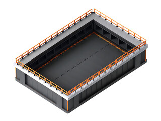 Industrial Structure With Orange Railings And Shelving Units platform construction isolated on a transparent background