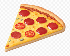 realistic 3d delicious fast food icons (fried chicken,  pizza slice , french fries ) set isolated on transparent background