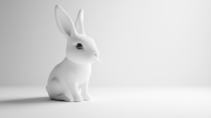 White rabbit figure studio shot