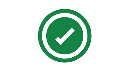 Modern green checkmark symbol on white, flat vector style. Simple, clean design representing approval and success.