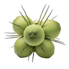 Five Green Coconuts Cluster Close Up