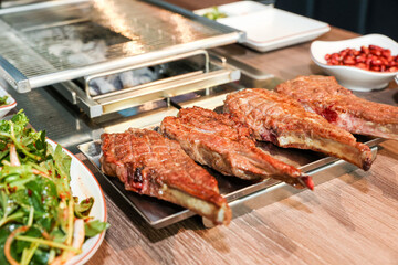 Chinese food. Grilled lamb ribs